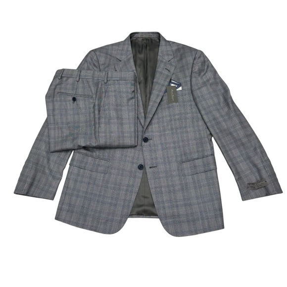 Daniel Cremieux Loro Piana 40R 34W Loro Piana Wool & Silk Blue Check Suit NWT - Picture 1 of 16